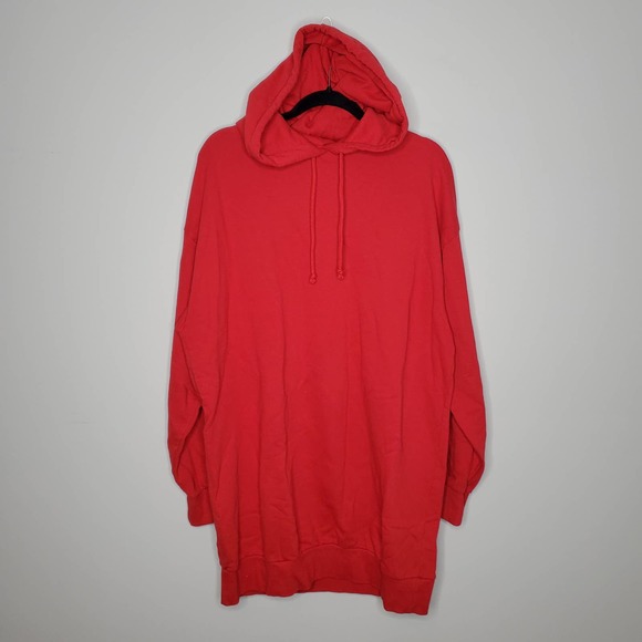 Topshop Tops - TOPSHOP Red Long Sleeve Oversized Pullover Hoodie Sz 4-6